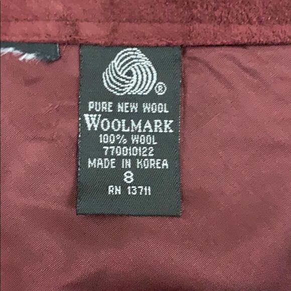 Lord & Taylor Wool Burgundy Herringbone Pencil Skirt - Picture 4 of 8